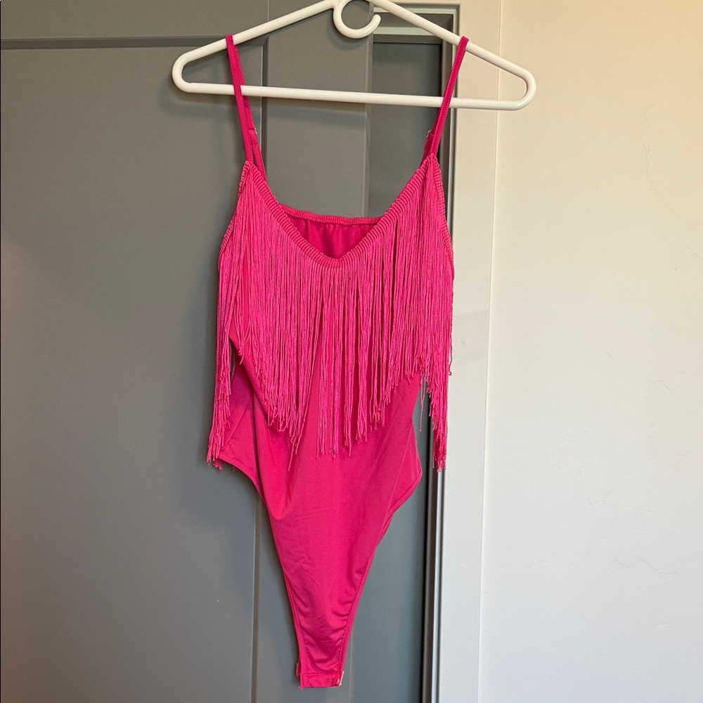Pink Fringe Bodysuit